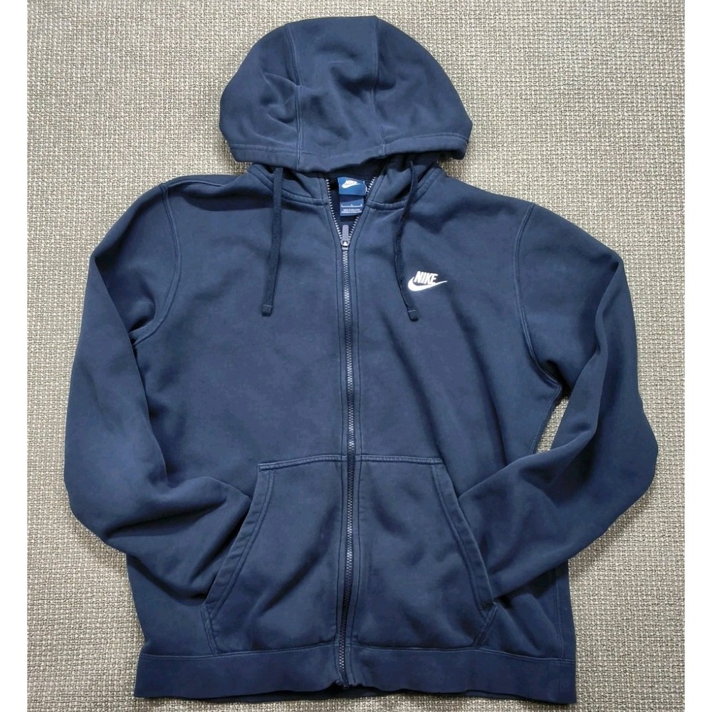 Nike Sportswear Club Fleece Full Zip Hoodie Men's Size Large Navy Blue BV2645-41